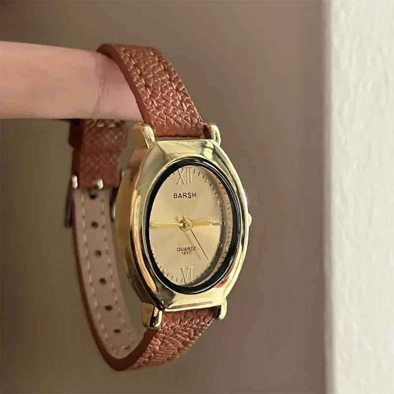 Hot Sale Women Watches Leather Strap Fashion Ladies Quartz Wristwatches Small Oval Dial Luxury Watch Dropshipping Reloj Mujer