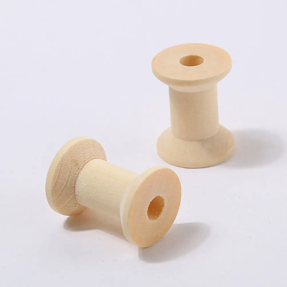

20 pcs Retro Wooden Spools Craft Thread Sewing Accessories Unfinished DIY Bobbins Weaving Tools Home Decor Vintage Line Axes