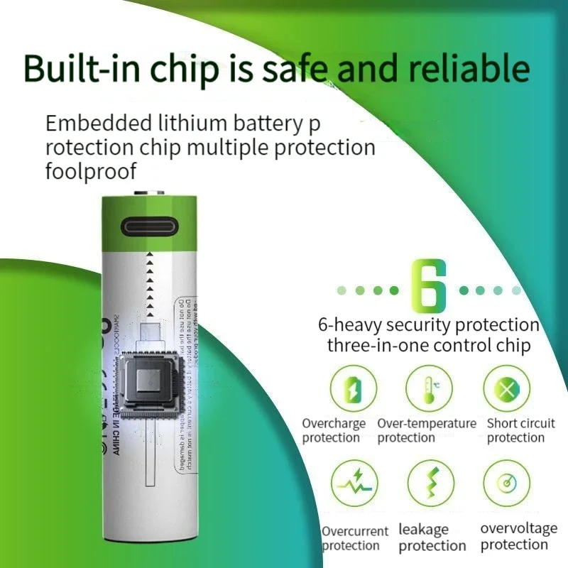 Type-c Port 14500 Lithium Battery 700mAh 3.7V AA Large Capacity Flashlight Electric Scooter Pilha Usb Recarregavel