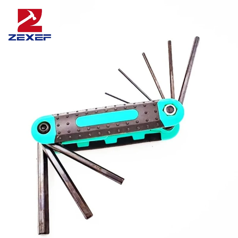 8 in 1 Folding Hex Wrench Metal Metric Allen Wrench Set Hexagonal Multifunction Tool Wrenches Allen Keys Hand Tool Portable Set