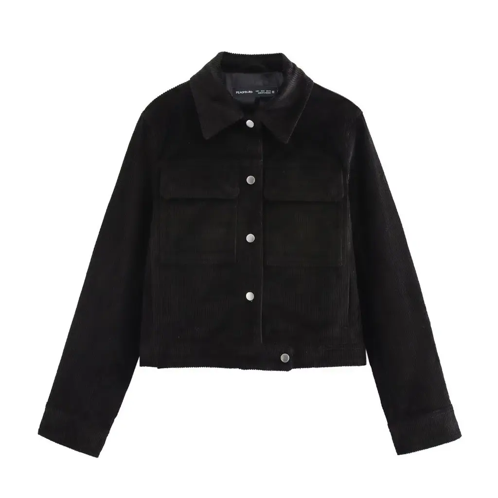 

Женский зимний модный костюм, стильная куртка с длинными рукавами и вельветовые прямые брюки, пригородная одежда