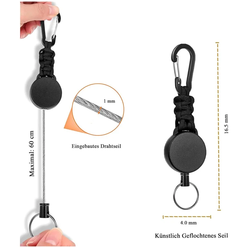 A96T Retractable Keychain Heavy Duty Retractable Lanyard Badge Holder Retractable Key Ring Key Holder 4Pack