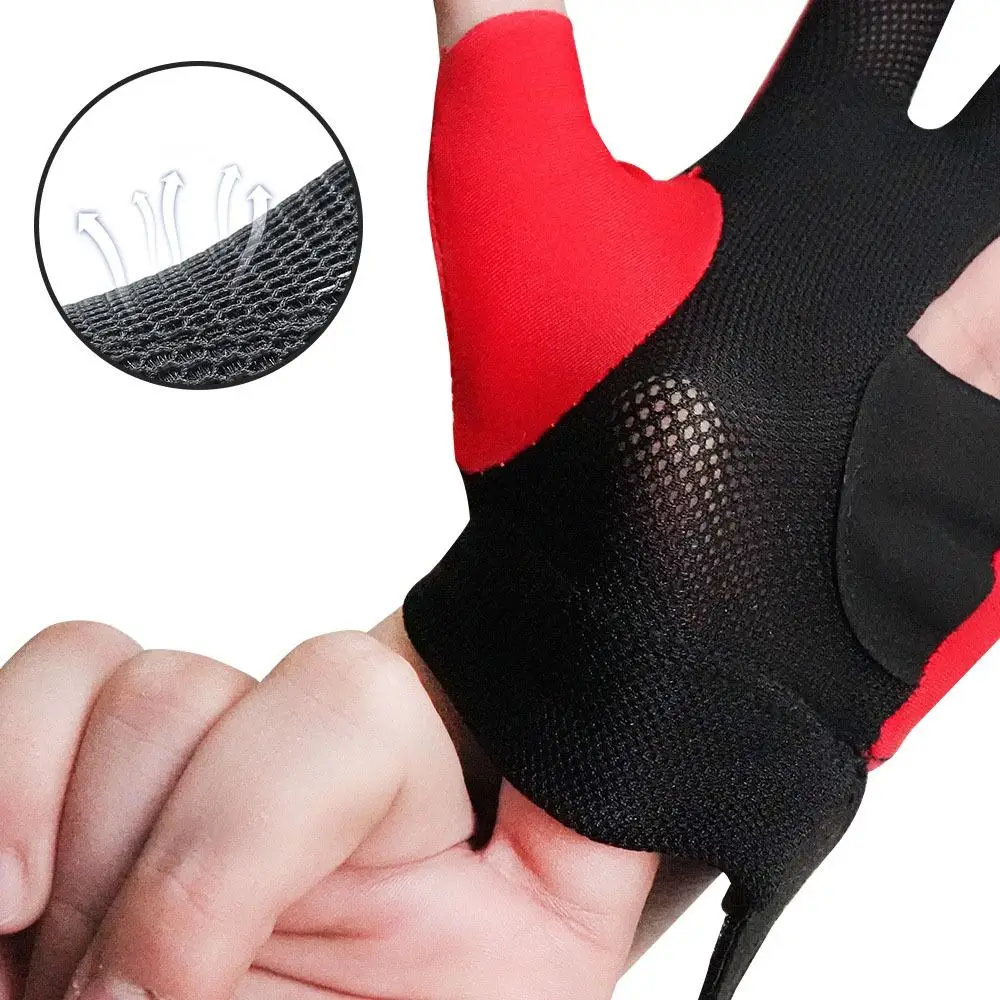 Spandex Three Fingers Snooker Glove Adjustable High-elastic Billiards Glove Anti-slip Breathable Single Piece Billiards Gloves