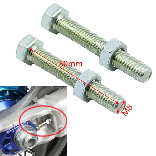 Set 2 Swingarm Chain Adjuster Bolt Fits for Honda Kawasaki Suzuki Yamaha Cr Crf Kx Rm Yz