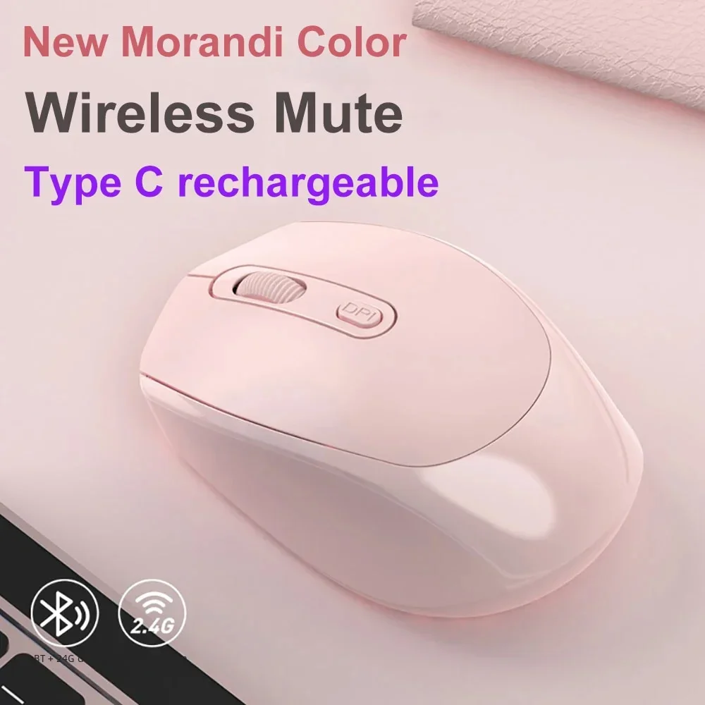 Rechargeable Bluetooth-compatible Wireless Mouse 2.4G Optical Mice with USB RGB 1600DPI Mouse for Computer Laptop PC Mute Mouse