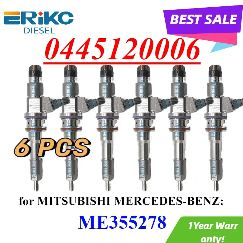 6PC 0445120006 Common Rail Injector 0 445 110 006 for Bosch MITSUBISHI 6M60 6M70 ME355278 MERCEDES-BENZ 0986435632