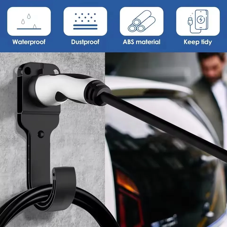 Strong and Durable Electric Car Charger Cable Holder Base with Hook Type 2 Charging Cable Charging Plug Extra Protection Bracket