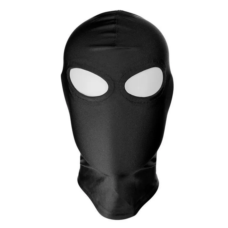 Sex Black Head Bondage Hood Mask Open Eye Mouth With Zipper Erotic Couple Flirting Toys Adjustable mask Cosplay