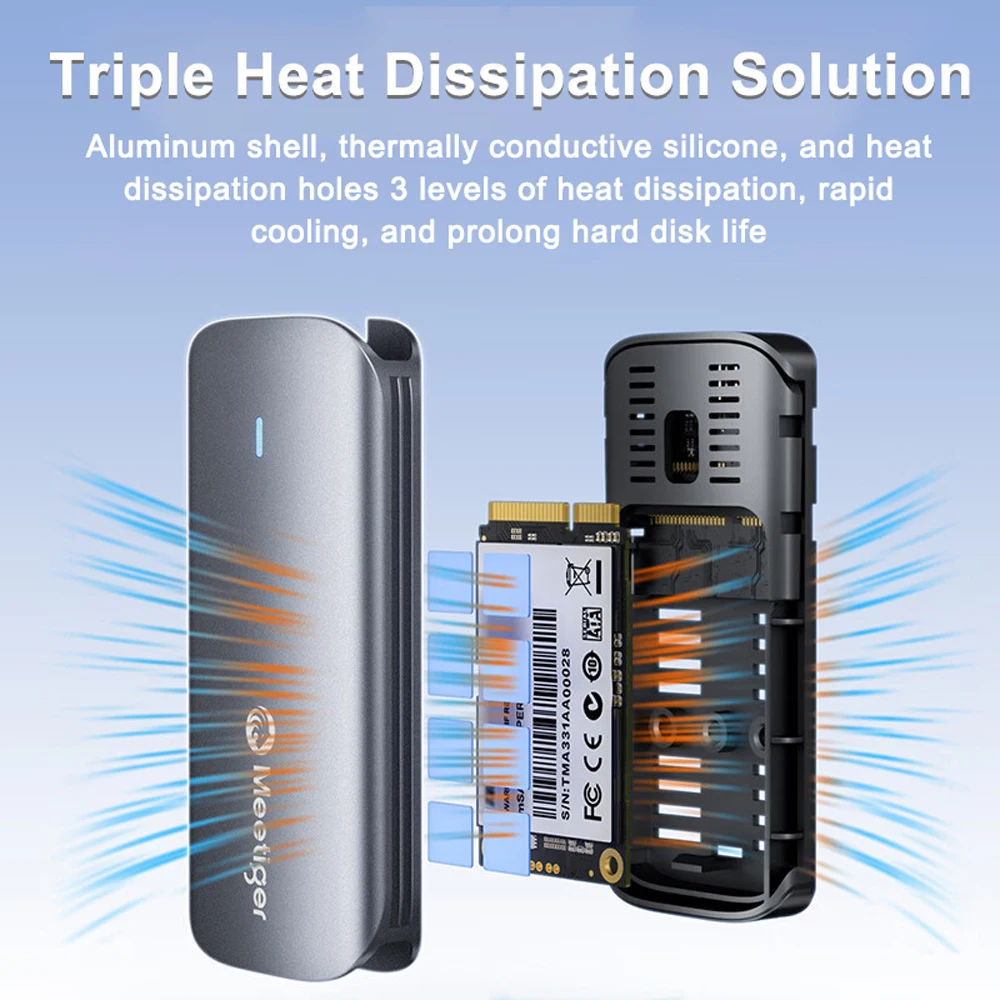 Meetiger Aluminum Alloy Mini mSATA SSD Case To Type-C SSD Enclosure Adapter External Adapter 5Gbps for mSATA SSD for PC Case