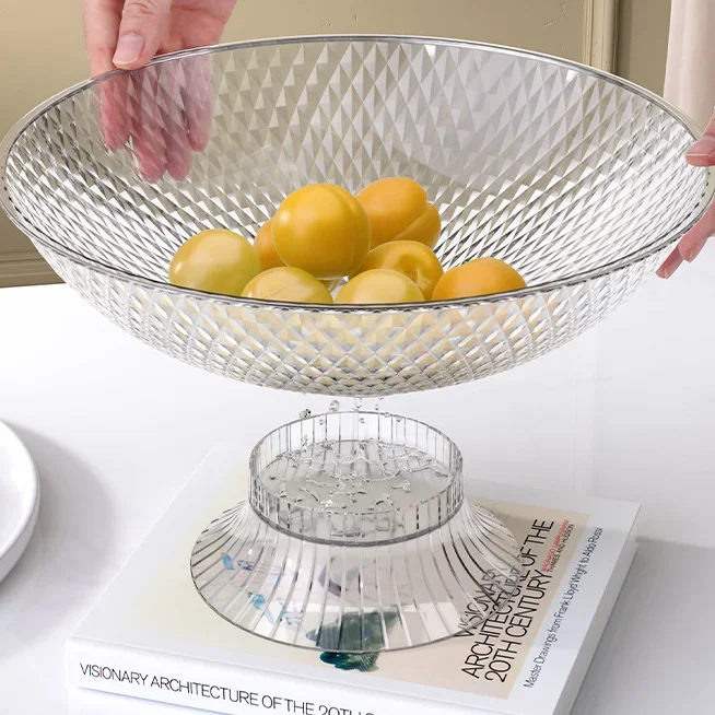 Drain with Lid Fruit Tray Home Living Room Coffee Table Dust-proof Fruit Tray Bow Shaped Fruit Basket Snacks and Candy Tray