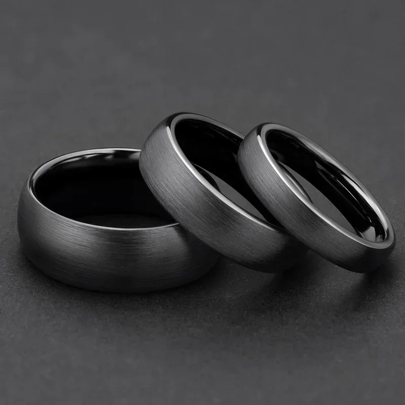 Kolmnsta 2/4/6mm Black Brushed Fashion Ceramic Ring Women Men Wedding Rings Engagement Band Female Jewelry bague Plus Size 4-14