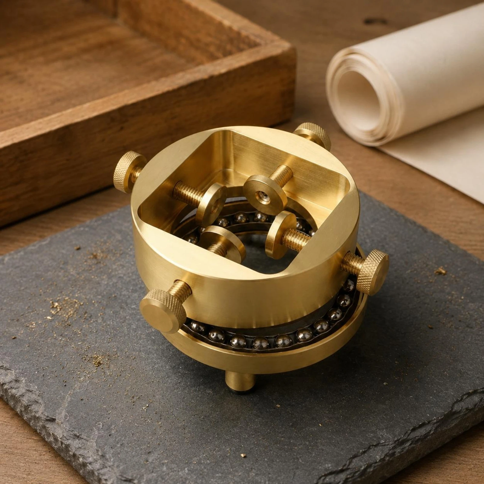 Brass Engraving Fixture Knurled Knobs Four-Axis Fixture Seal Holder Threaded Screws Stone Holder Gold-Toned