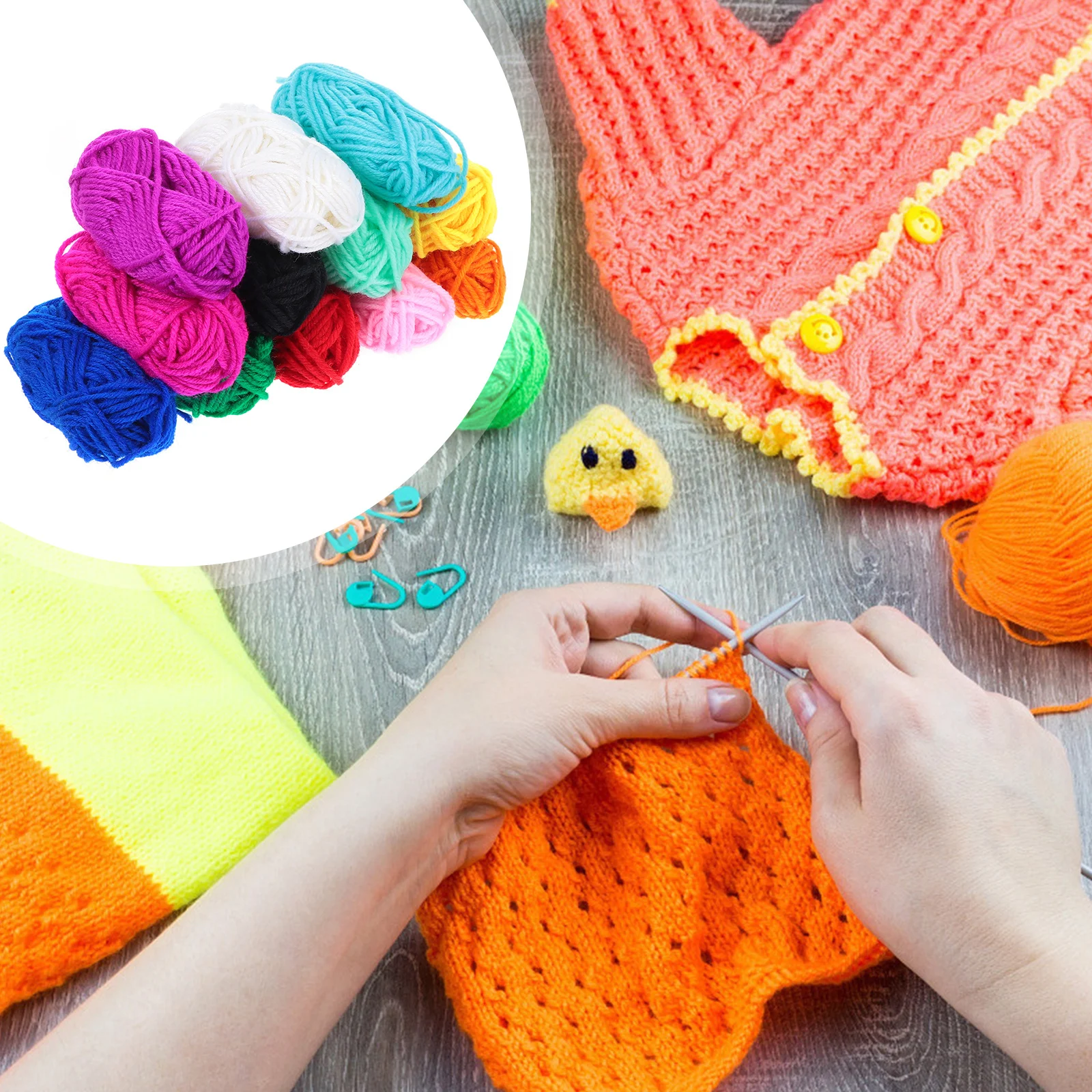 

12 Rolls Smooth Untwisted Acrylic Yarn 12 Colors Ideal for Crochet Knitting DIY Weaving Fabric Craft Projects