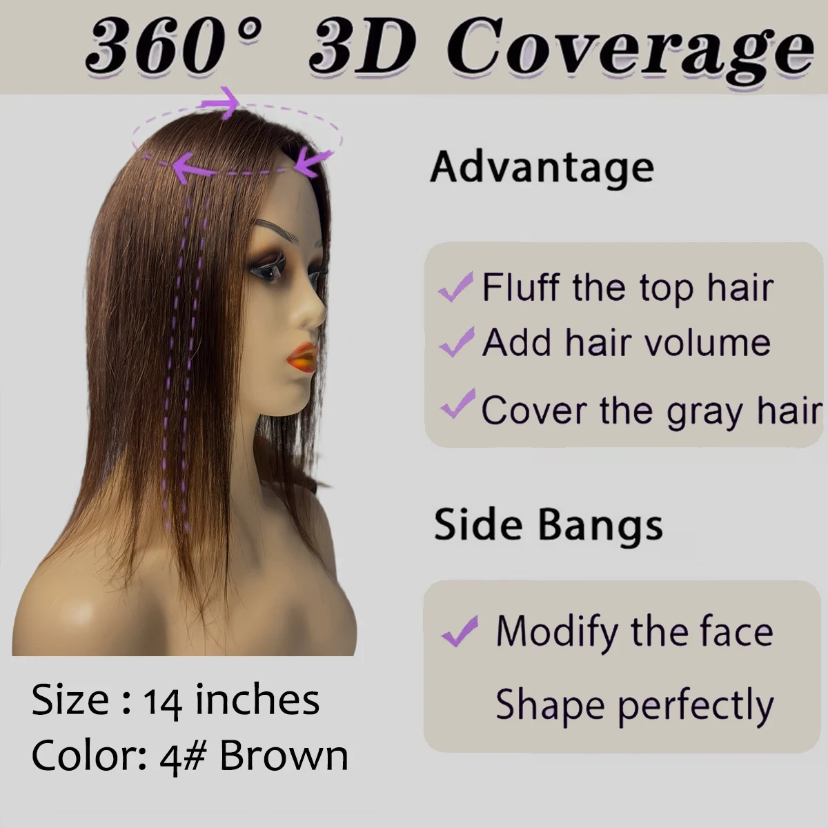 أغطية شعر متينة 100% شعر بشري ناعم بمشابك قاعدة أحادية وبولي يوريثان على نظام قطع الشعر القابلة للتنفس تغطي الشعر الرمادي أو الرقيق