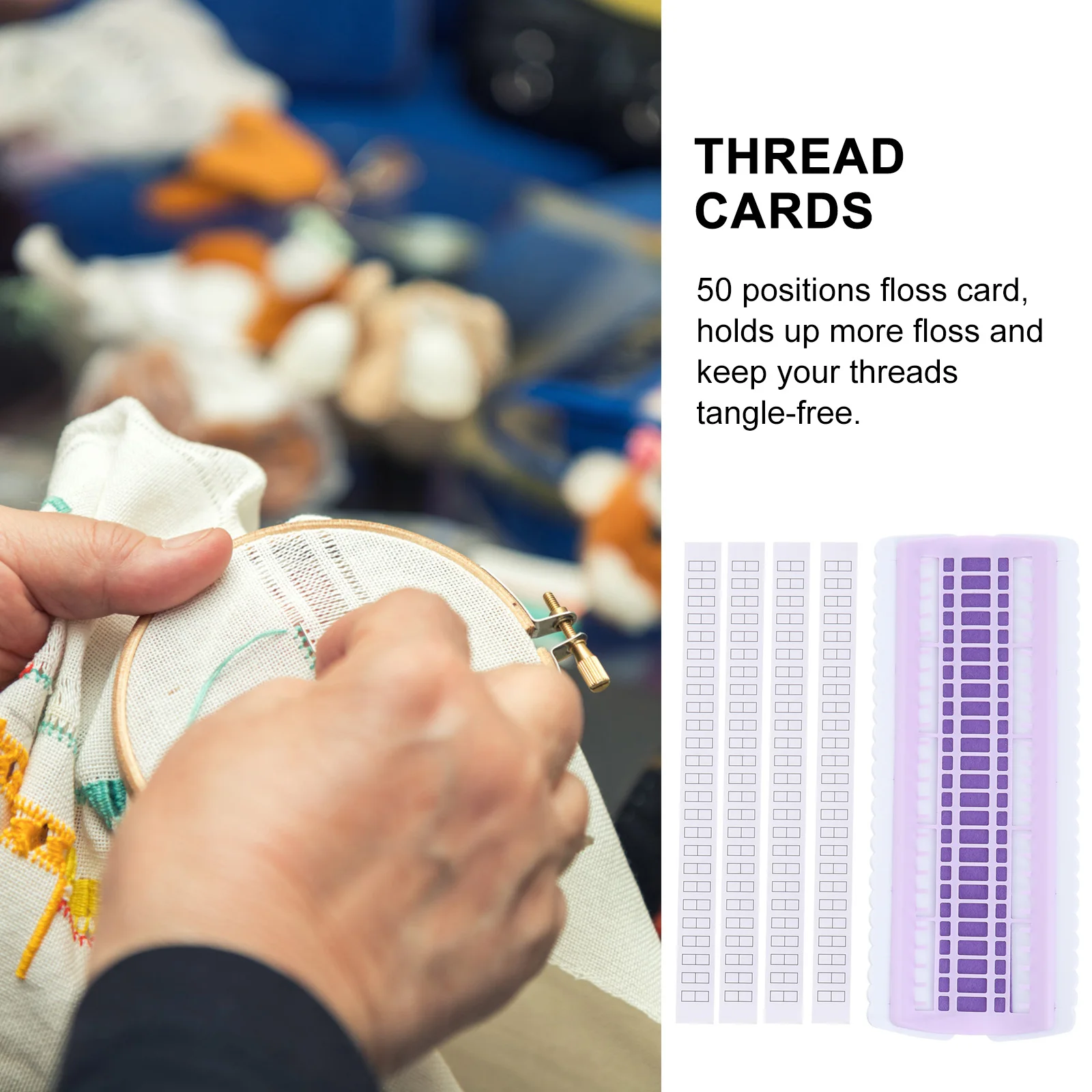 

Plastic Cross Stitch Thread Organizer 50 Positions Floss Card Compact Lightweight Tangle Free Embroidery Beginner Gift