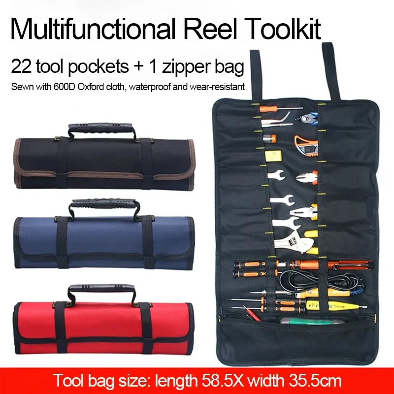 Multifunction Roller Tool Bags 600D Oxford Cloth Folding Wrench Bag Handheld Tool Roll Storage Portable Case Tools Pouch