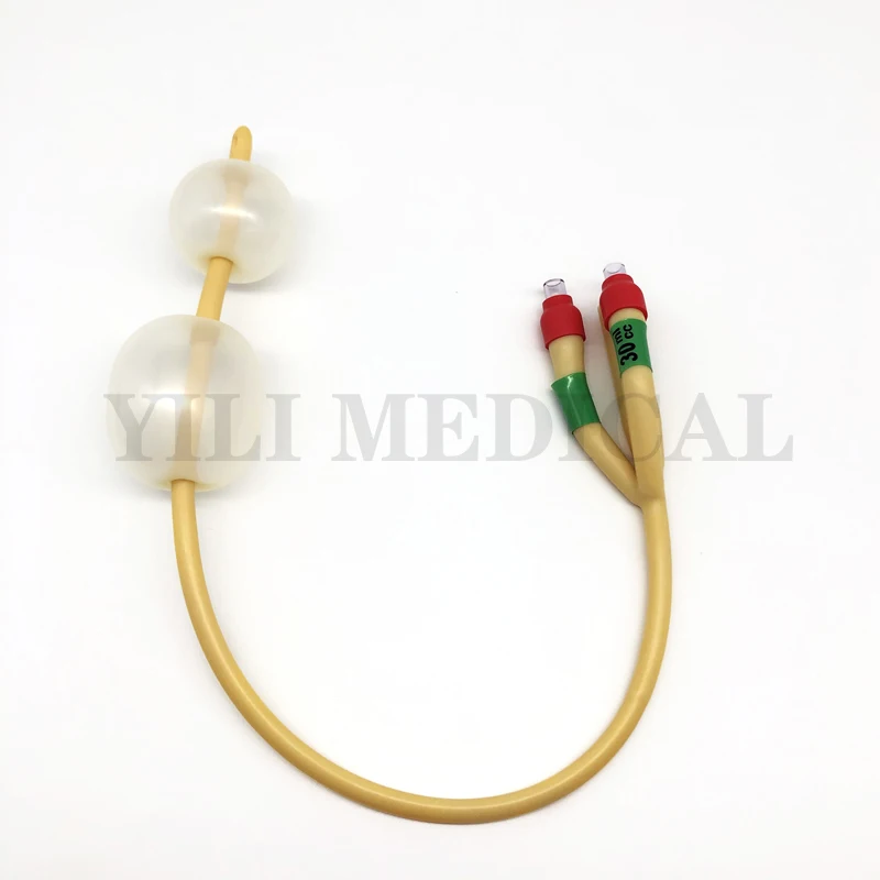 MTS 3 Way Double Balloon Latex Foley Catheter Silicone Coated Sterilized Male Sex Urinary Catheter