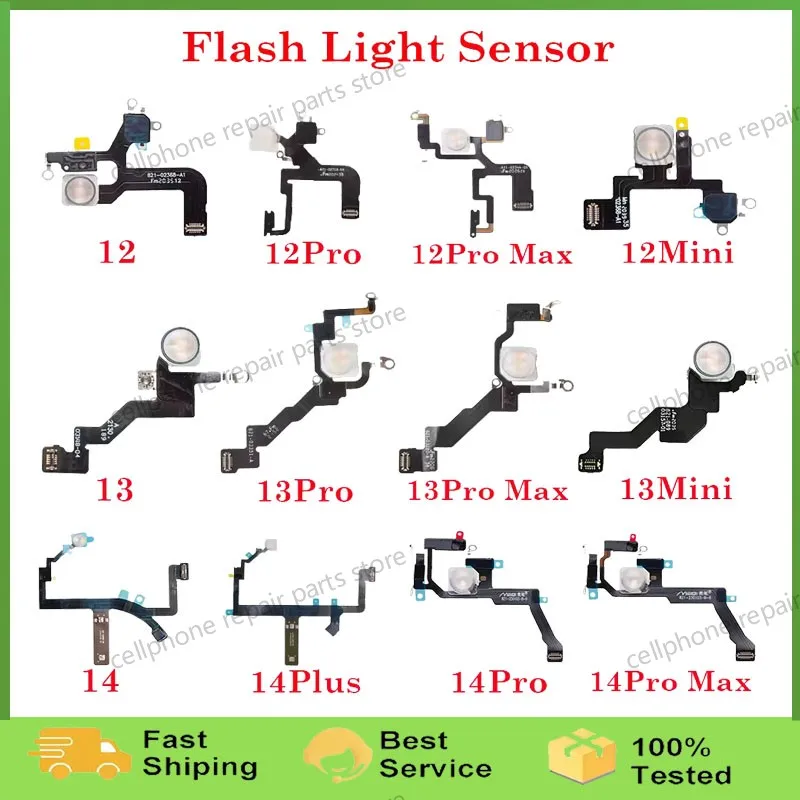 

Замена гибкого кабеля датчика светодиодной вспышки для iPhone 11, 12, 13, 14 Pro Max Mini Plus, запасная часть приближения на расстоянии окружающей среды