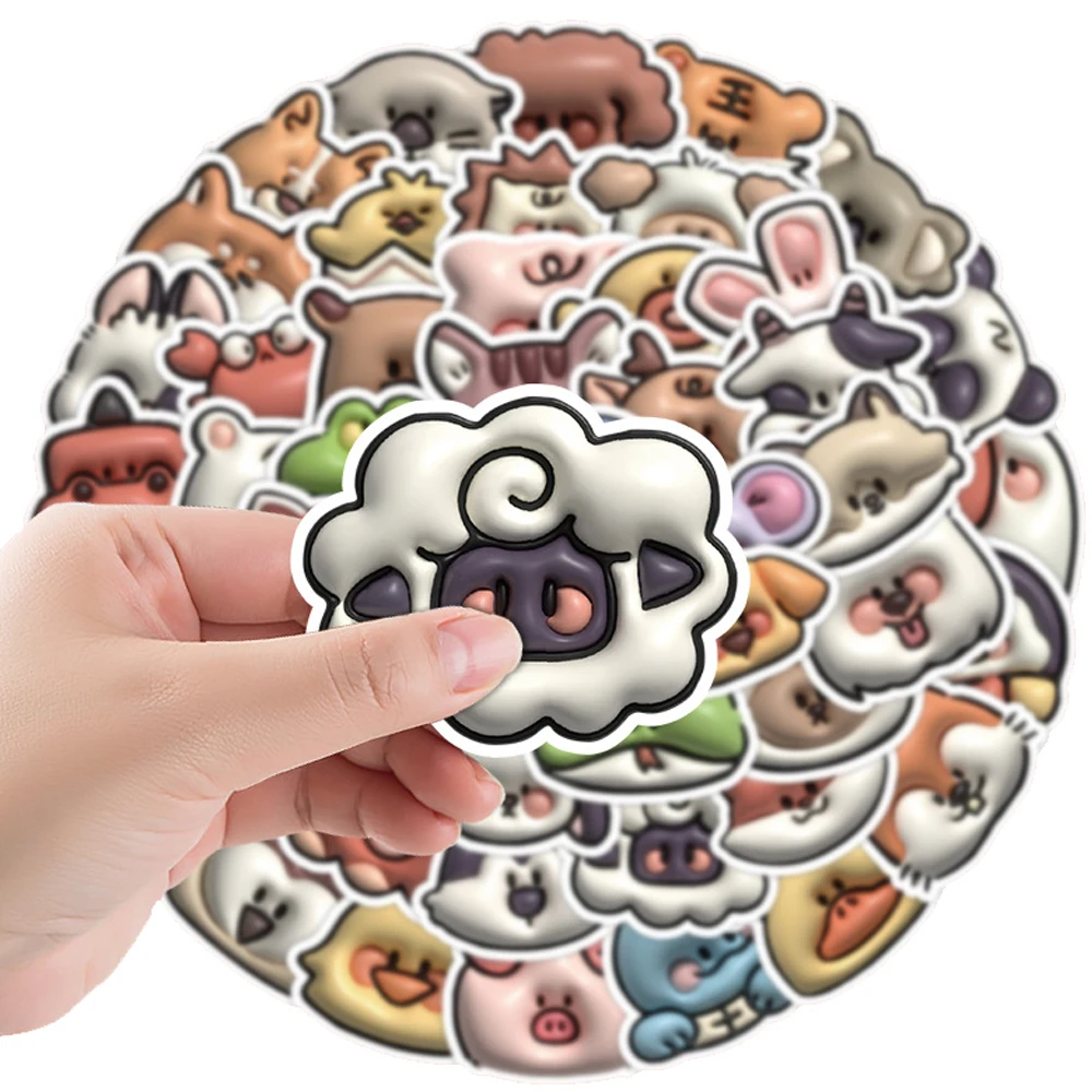 10/30/50pcs Cute Cartoon 3D Animal Graffiti Stickers decalcomanie DIY Diary Scrapbook Laptop Phone chitarra decorazione Sticker giocattoli per bambini