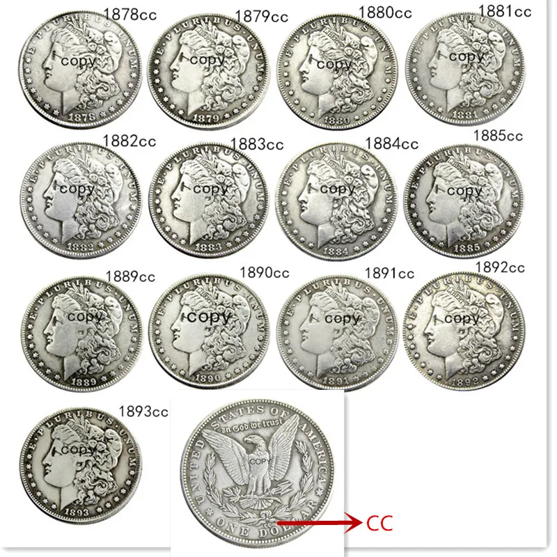 

US Coins Morgan Dollars 1878-1893 -CC 13pcs Silver Plated Copy Decorative Coin