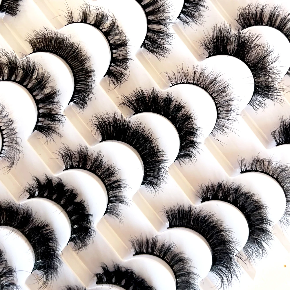 20 Pairs False Eyelashes Wispy Faux Mink Lashes Fluffy Handmade Fake Eyelashes 18MM Natural 20 Styles Pack Luxury Cat Eye Lashes