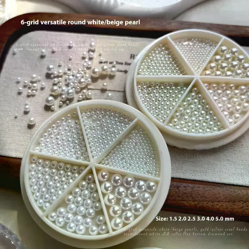 6 griglie mix mini perla piccole perline di caviale in acciaio inossidabile nail art strass decorazioni per nail art argento oro fascino smalto gel