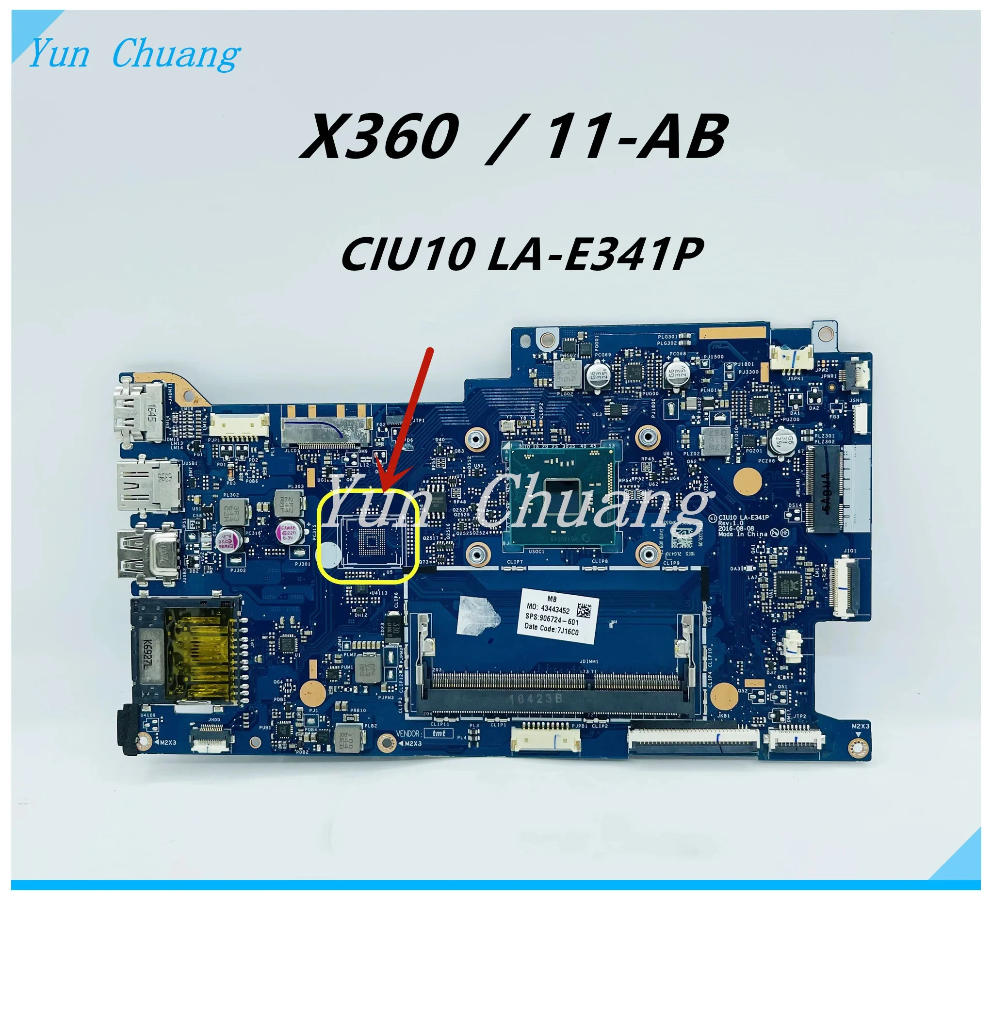 placa mae portatil para hp x360 11 ab mainboard com cpu intel celeron 906724001 906724601 ciu10 la e341p ddr3l 100 testado 01