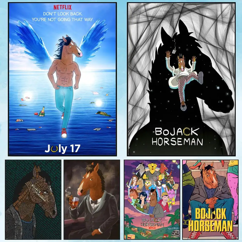 

B-BoJack Cartoon H-Horseman Poster Poster Waterproof HD Wall Art Decal Self-Adhesive Aesthetic Decor for Home Living