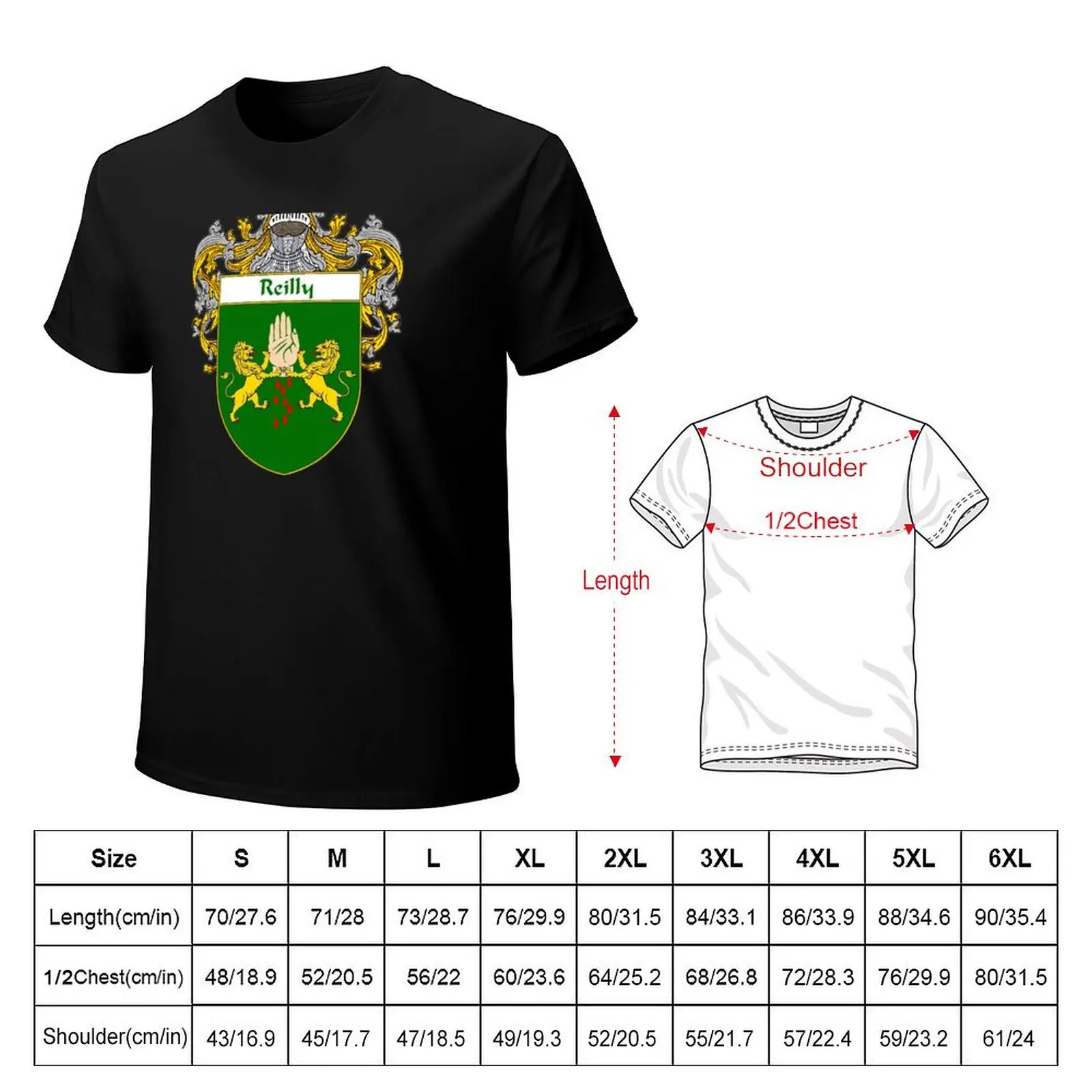 Reilly Coat of Arms / Reilly Family Crest T-Shirt Stain Resistant Casual Tee