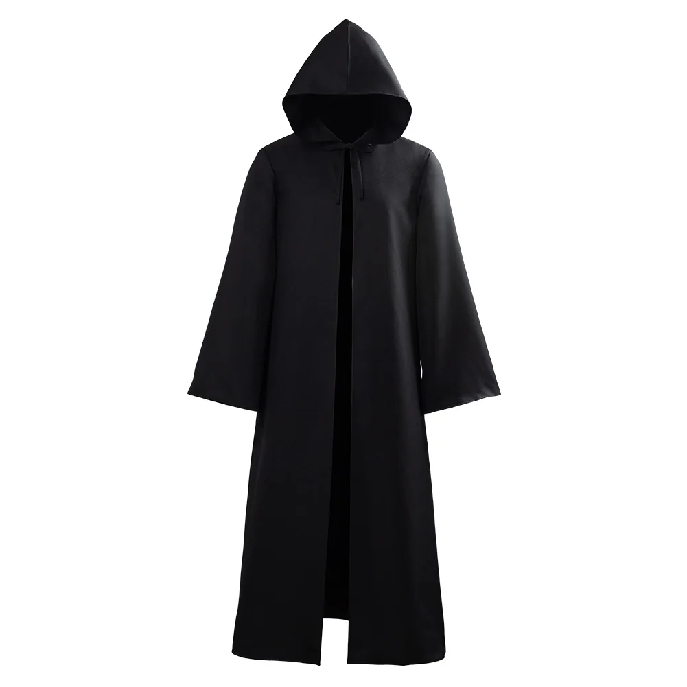 Halloween Death Cosplay Black Cape Cloak Hooded Robe Horror Scary Gothic Stage Costume Men Halloween Carnival Party Outfits