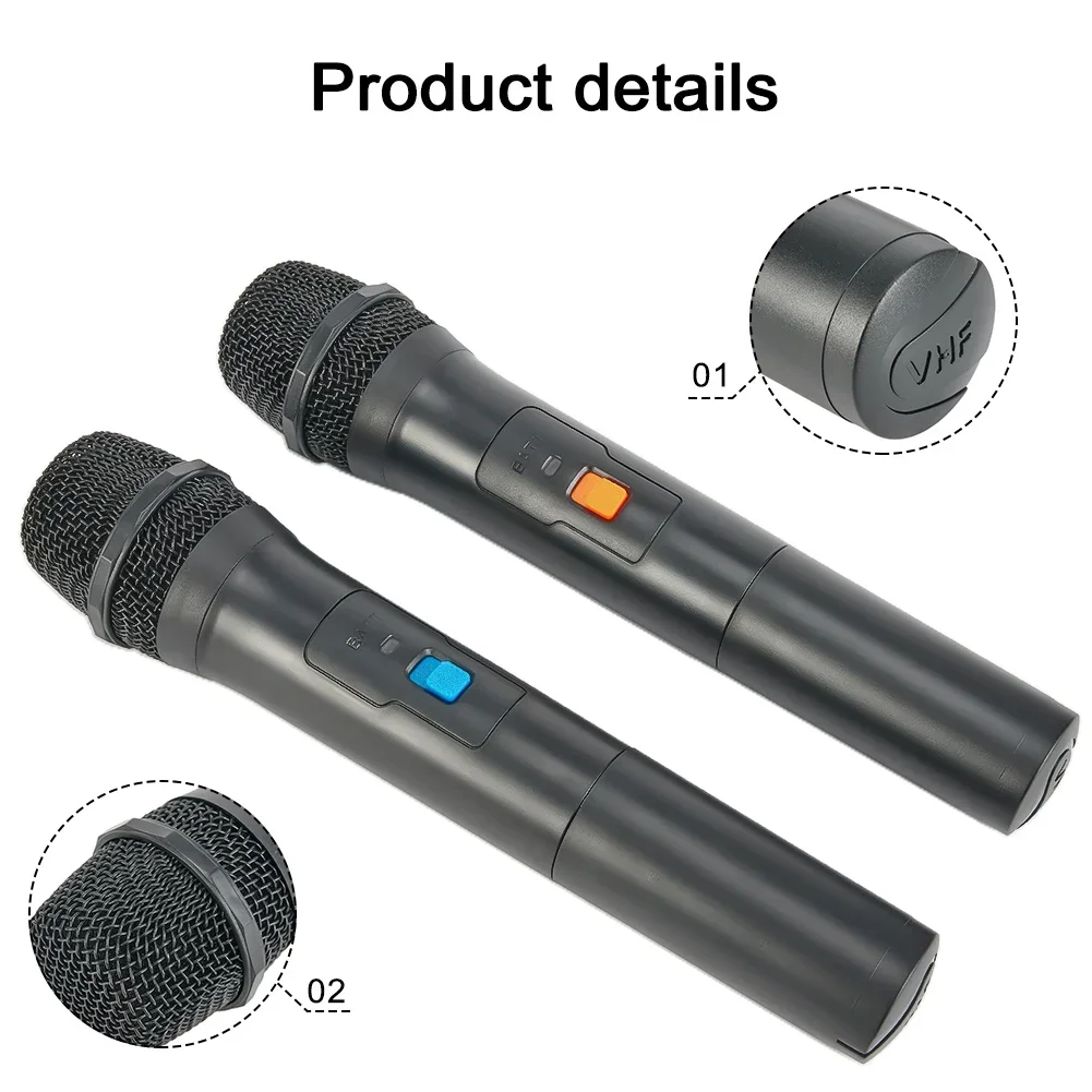 1pc/2pcs Wireless Microphone 2 Channels VHF Professional Handheld Mic For Karaoke Live Performances Auditoriums Parties