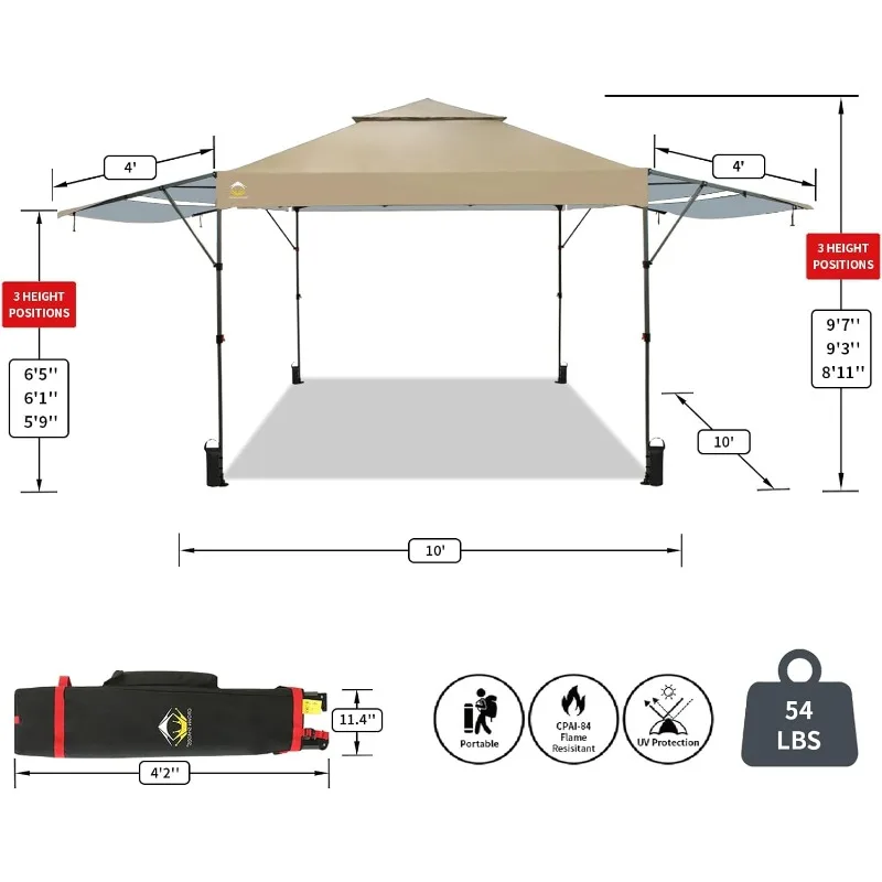 CROWN SHADES 10x10 Pop up Canopy Tent Patended Centerlock Instant Commercial Canopy with 150D Silver Coated Fabric