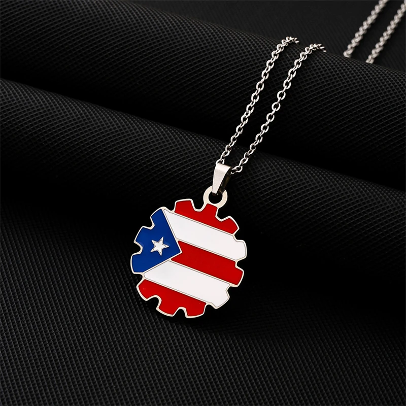 2024 Puerto Rico Map Flag Pendant Necklaces Stainless Steel Gold/Steel Color Puerto Ricans Patriotic Jewelry For Men Women Gifts