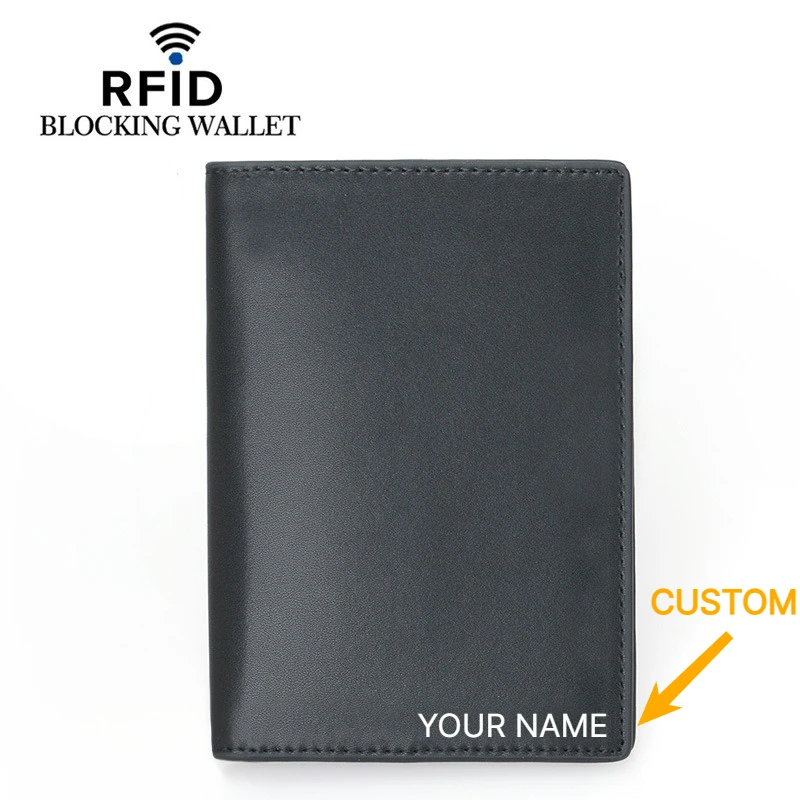 RFID Top Grain Leather Passport Holder Personalized Engraved Travel Wallet Anti-Theft Document Organizer for Men Women - view 3
