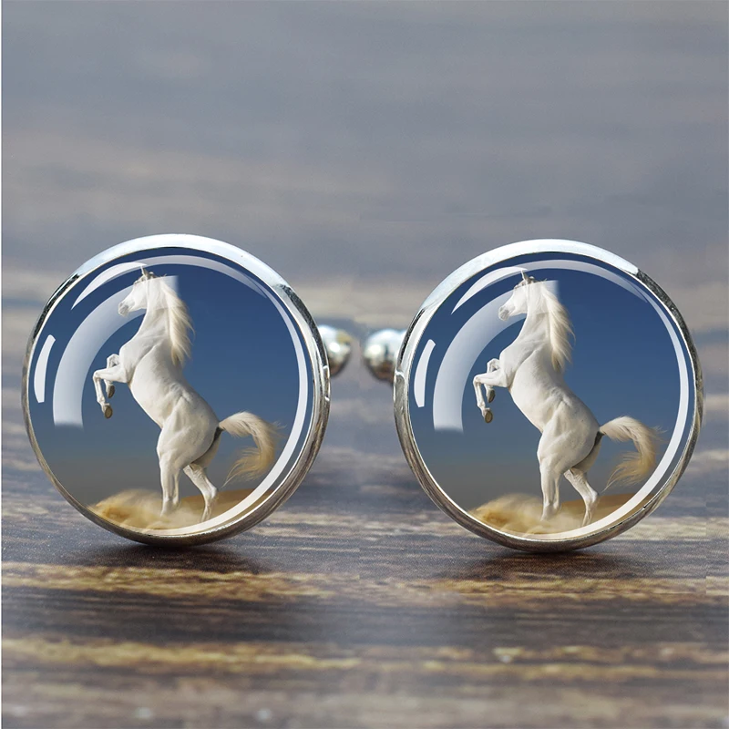 Horse Series Shirt Cufflinks with Free Cufflink Box Glowing Horse Stuff Exquisite Gift for Brave Struggling Men Horse Lovers