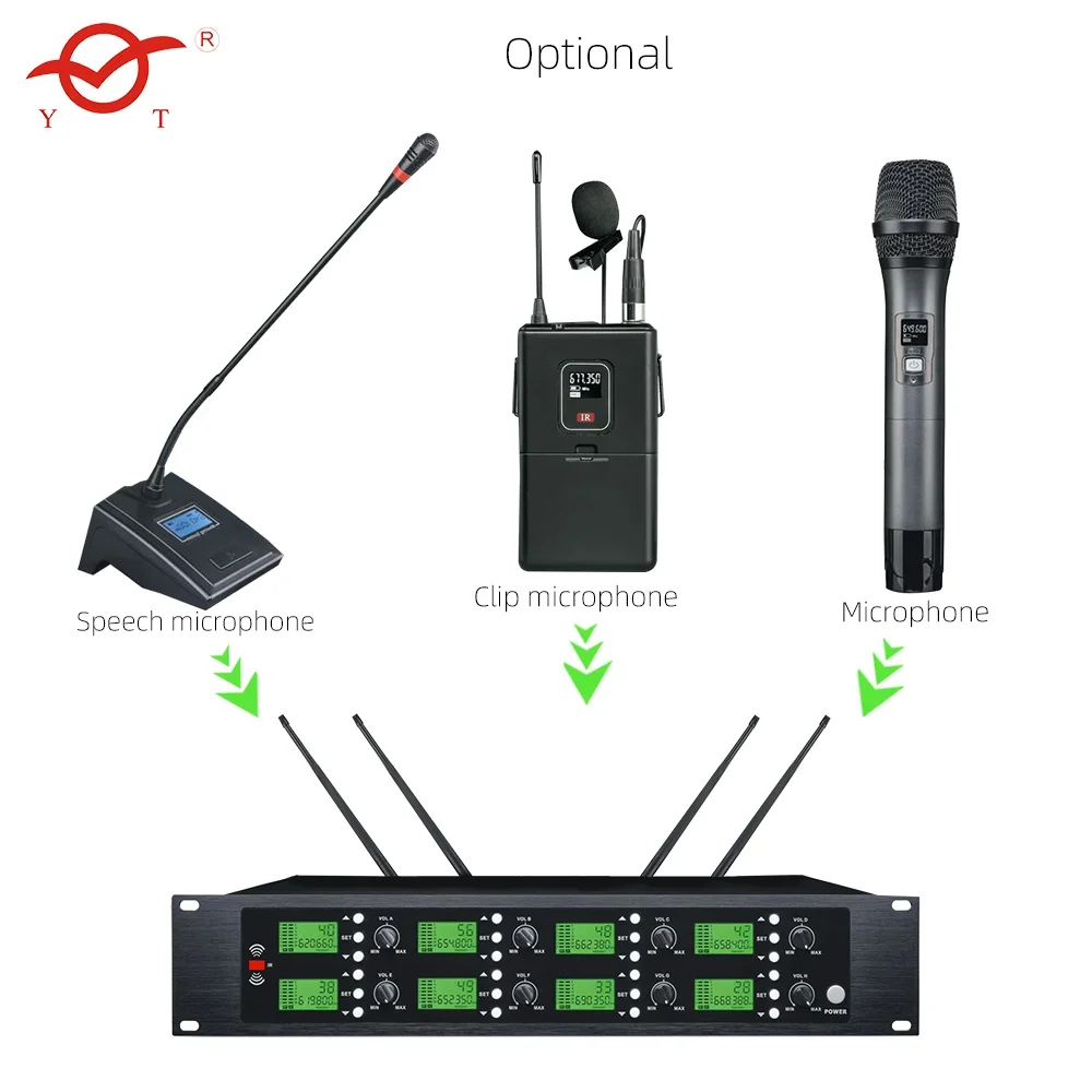 factory production Eight-channel wireless microphone training gooseneck condenser microphone for meeting room