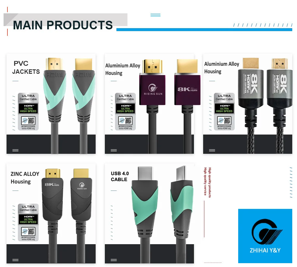 Cable de datos de carga rápida con logotipo OEM macho a macho, Cable de fibra AOC USB tipo C de alta velocidad