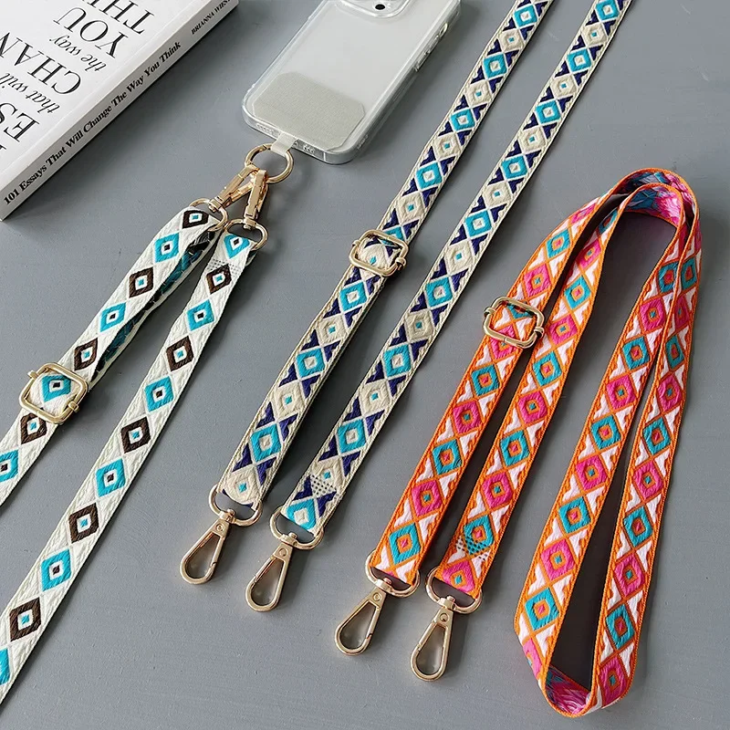 Adjustable Long Mobile Phone Lanyard Crossbody Card Neck Cord Clip Hang Lanyard Hanging Ornaments Charm Anti-lost Lanyard