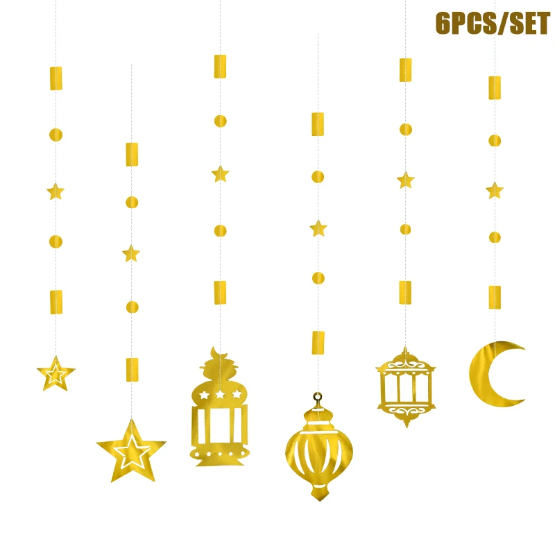 EID Mubarak, pancarta giratoria, estrella, Luna, adorno colgante para techo, decoración de Ramadán Kareem para el hogar, suministros para fiesta