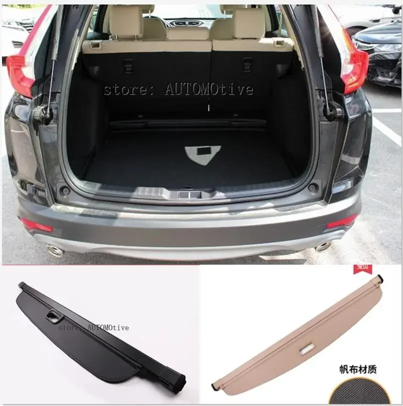 Car Rear Trunk Security Shield Shade Cargo Cover For Honda CR-V CRV  2017 2018 2019 2020 2021 2022 (Black, beige)