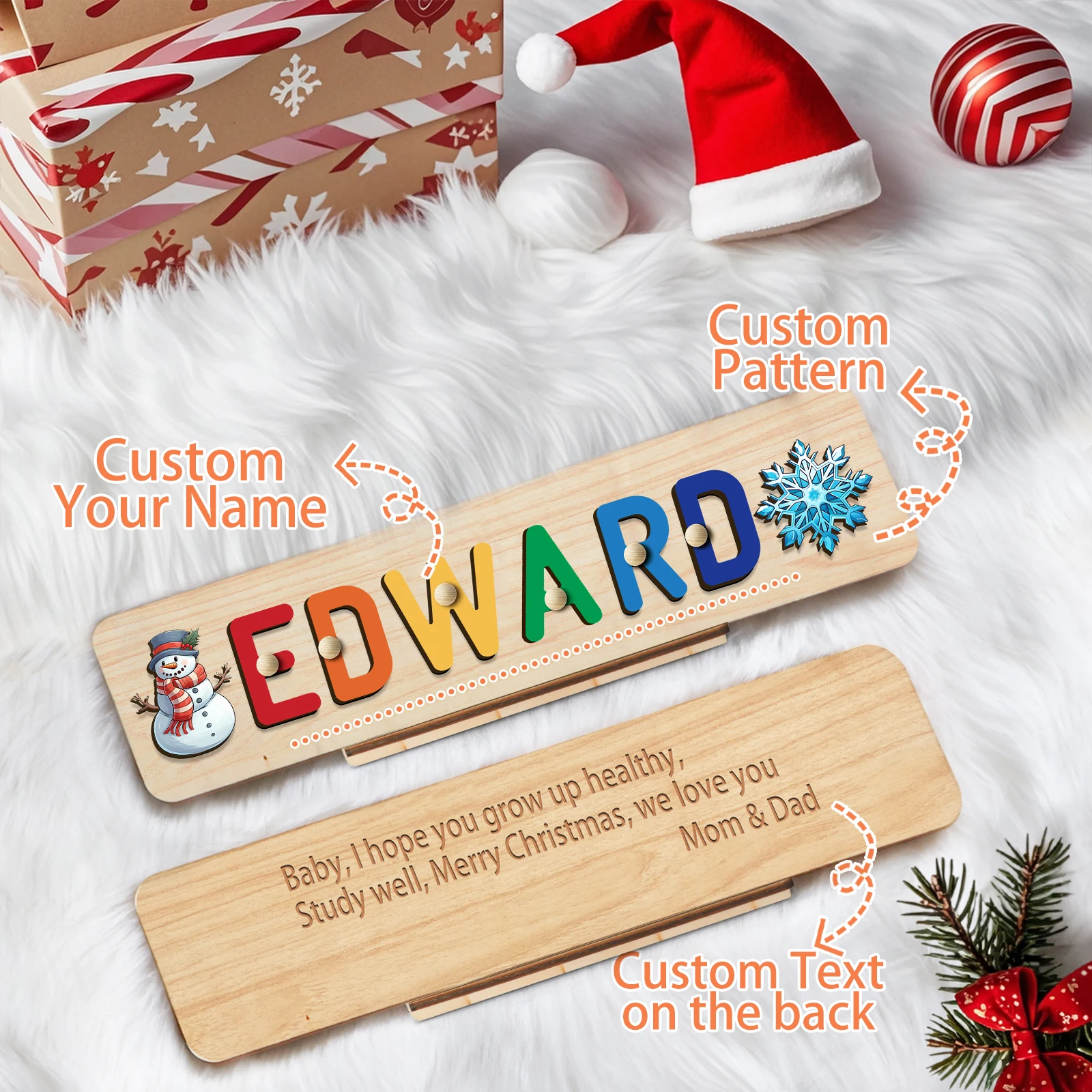 Custom Wooden Name Puzzle: Personalized Christmas Gift for Children - A Unique Keepsake for the Holiday Season