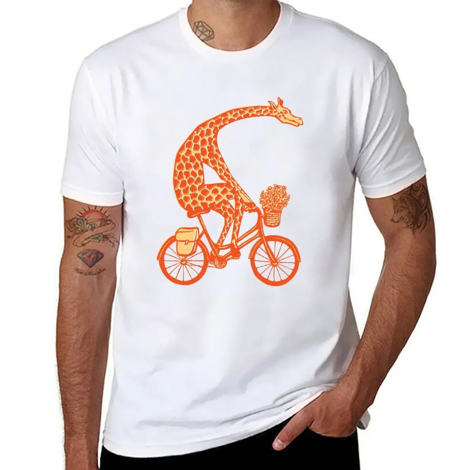 

Giraffe on bike T-Shirt t shirt man casual cotton t shirt man t shirt for man T-Shirt