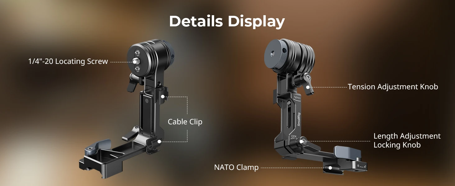 SmallRig L-förmige Monitorhalterung, stufenlose Dämpfungseinstellung, Schnellmontage mit 2 Kabelklemmen, höhenverstellbar 6315 – Detail 7