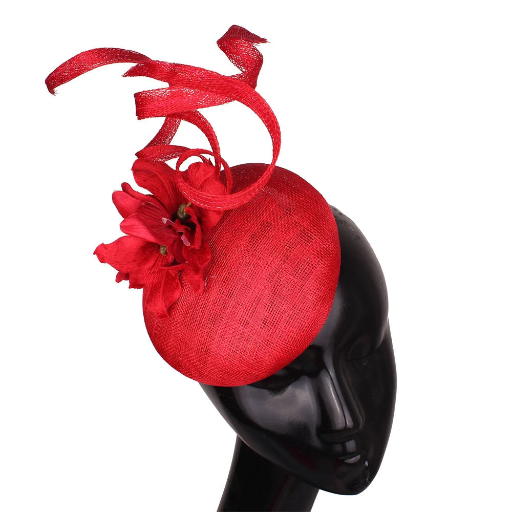 High Quality Sinamay Wedding Fascinator Headband Church Headpiece Elegant Bride Hat for Women Cocktail Hair Accessories view 5
