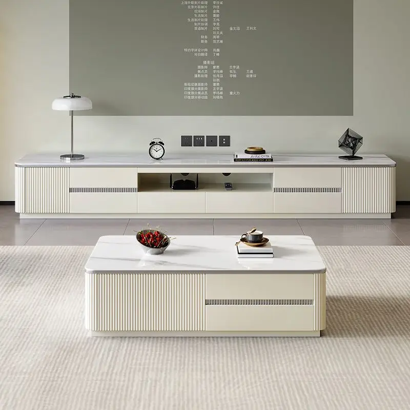 

Пол из массива дерева, гостиная в кремовом стиле, шкаф для телевизора, журнальный столик, комбинированная каменная плита