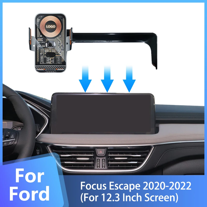 Car Phone Holder For Ford Focus Escape 2020 2021 2022 Central Control 12.3-Inch Screen Fixed Navigation Bracket Mount Base