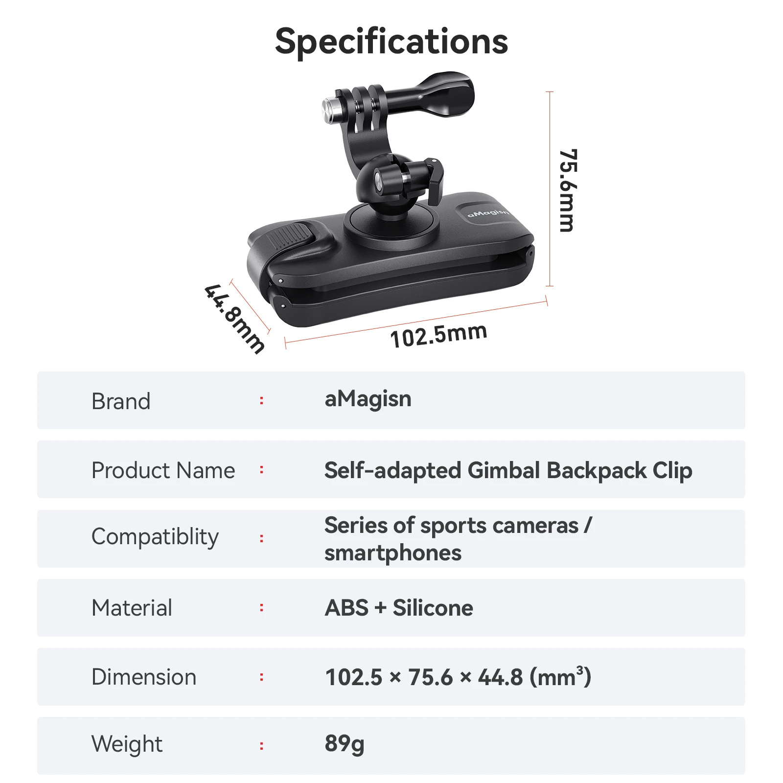 Sports Camera Universal Backpack Clip for Insta360 Camera for DJI Action Mounting Bracket Accessories