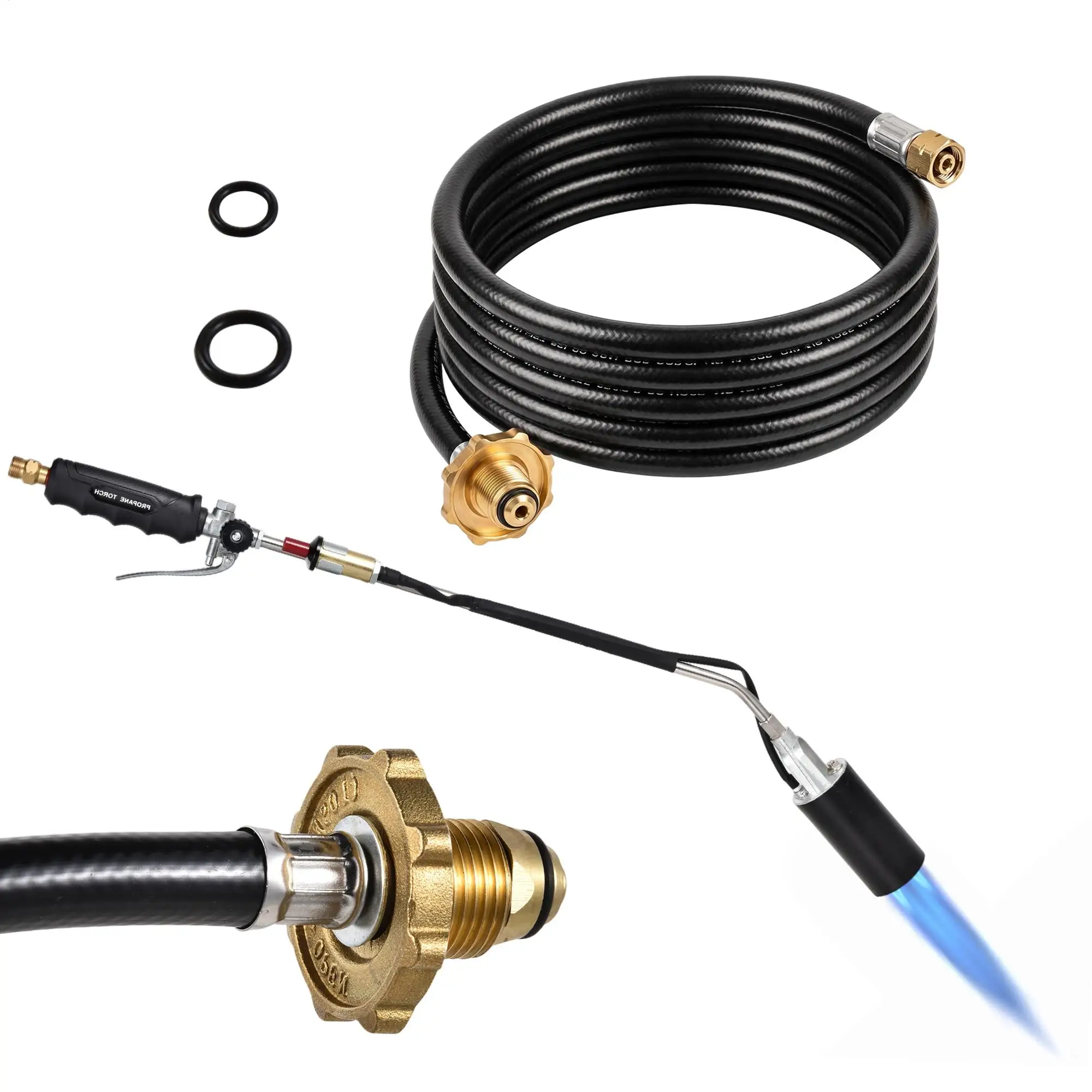 1,800,000 BTU Propane Torch, High Output Grass Burner Flamethrower with 6.6 ft Hose and Adjustable Flame for Garden Roofing Ice Melting Home Farm Industrial