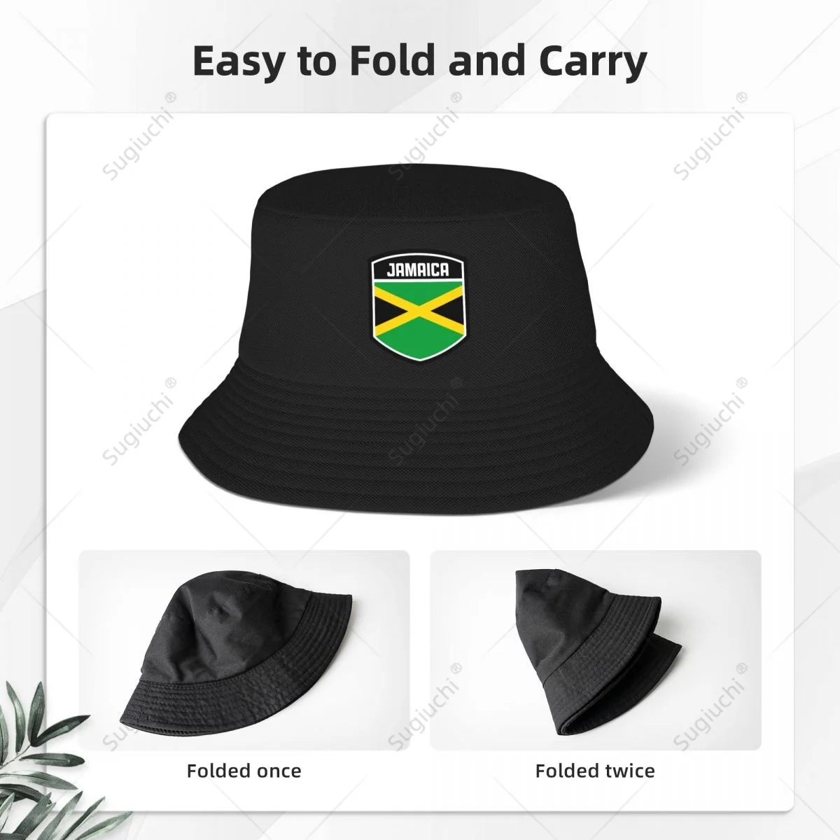 Jamaica Flag Shield Bucket Hats Print Cool Fans Sun Shade Simple Classic Outdoor Summer Fisherman Caps Fishing Cap