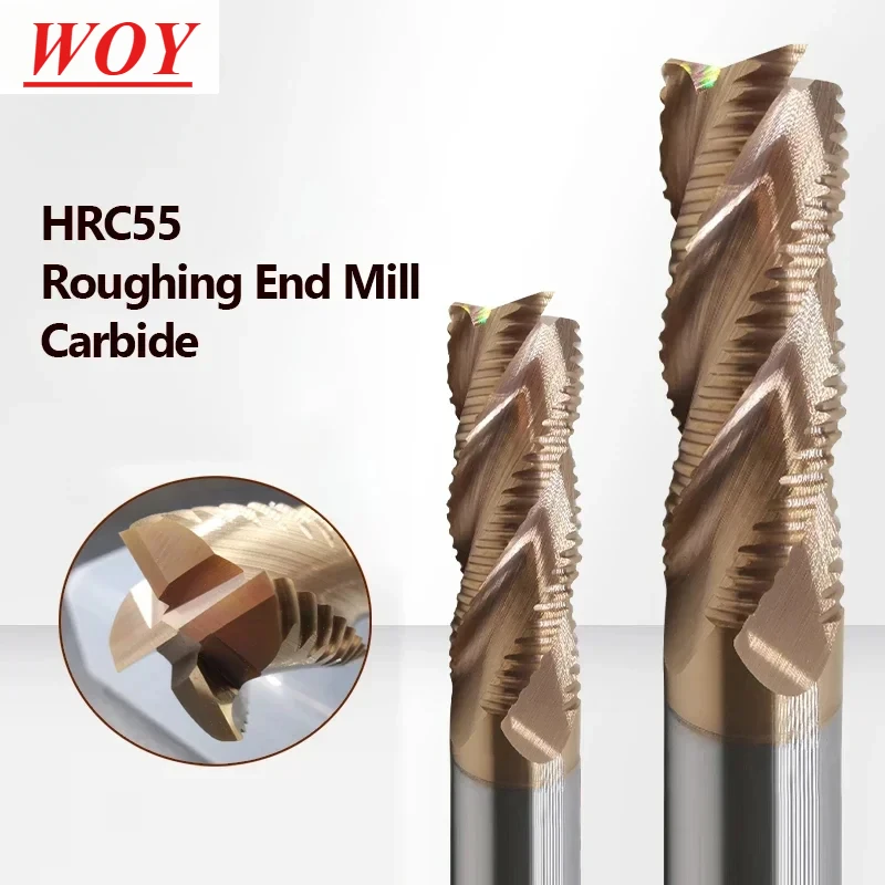 

WOY Roughing End Mill Solid Carbide 4Flutes 3-20MM Shank For Steel Iron Aluminum MDF Fiberglass Acrylic Wood Copper Plastic